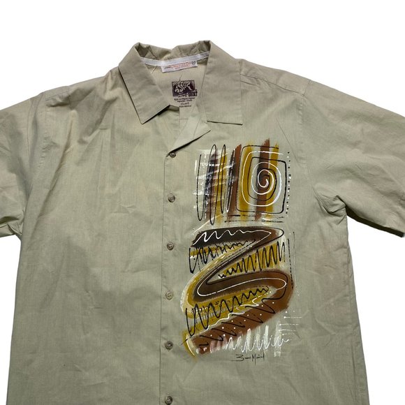 Manta Del Lago Shirt Button Front Mens Size XXG Abstract Print Short Sleeve - Picture 2 of 8